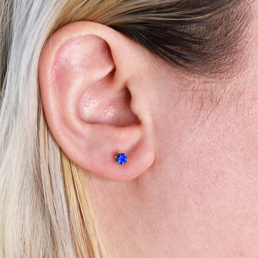 Wholesale | 4mm Cubic Zirconia Birthstone Earrings in Gold | September
