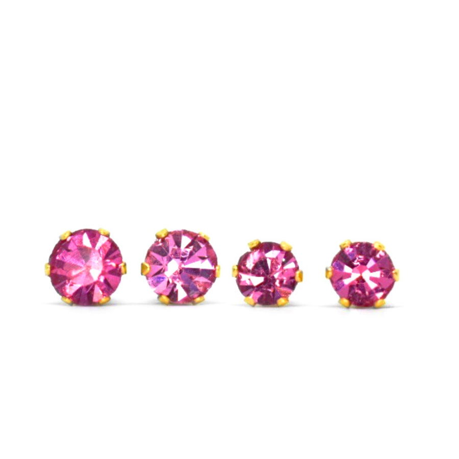 Cubic Zirconia Birthstone Earrings 2 Pairs in Gold - October