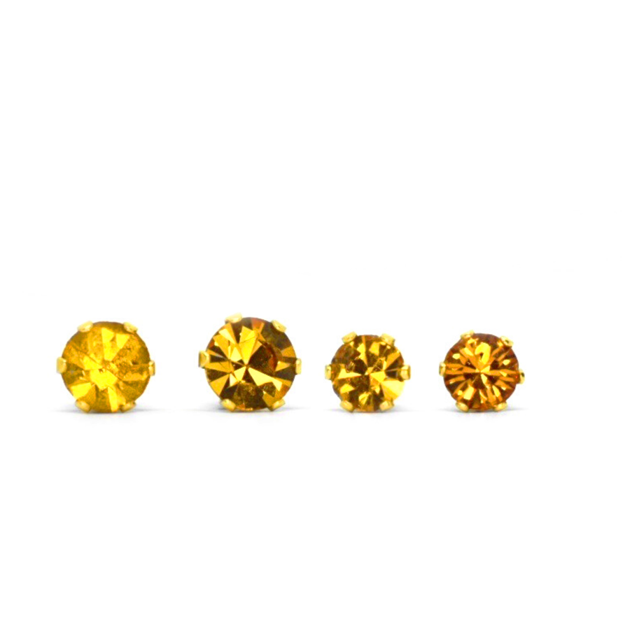 Cubic Zirconia Birthstone Earrings 2 Pairs in Gold - November