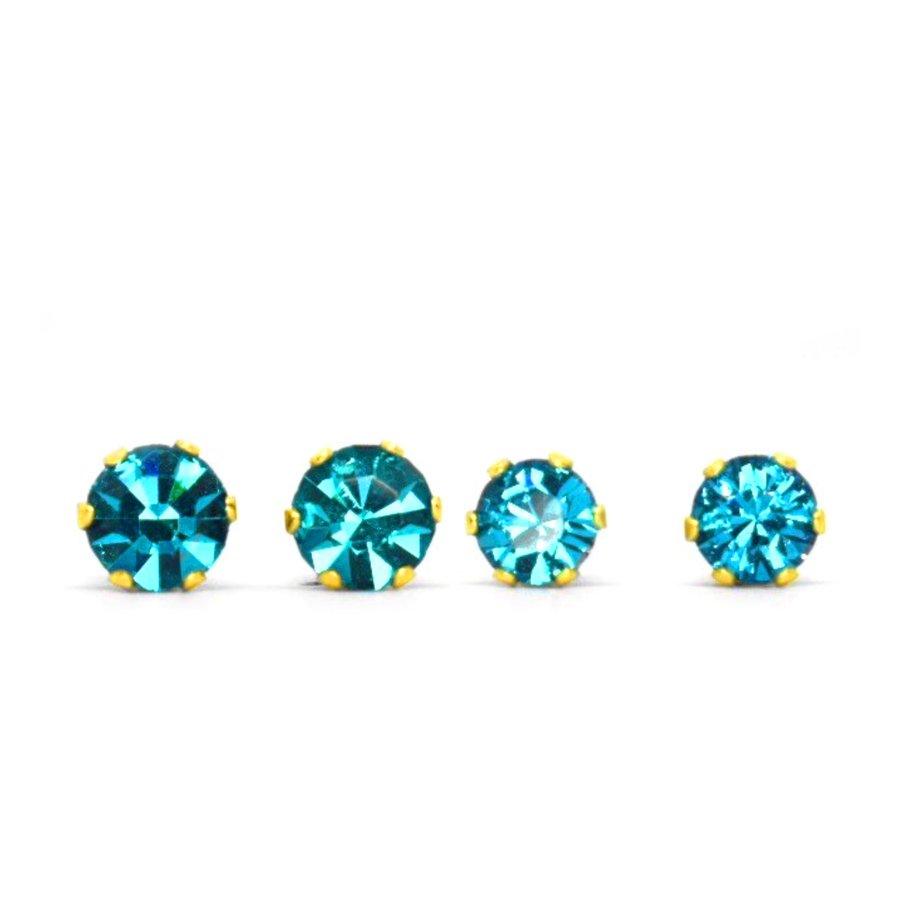 Cubic Zirconia Birthstone Earrings 2 Pairs in Gold - December