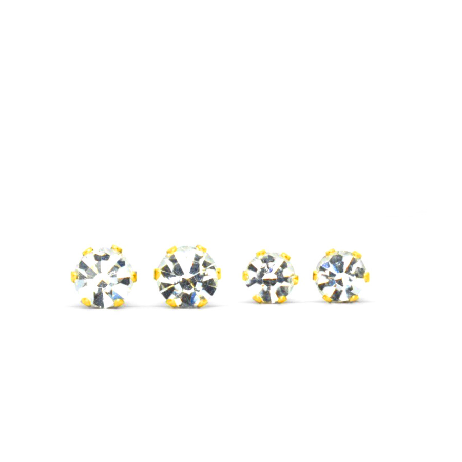 Cubic Zirconia Birthstone Earrings 2 Pairs - April