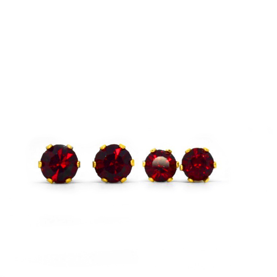 Cubic Zirconia Birthstone Earrings 2 Pairs in Gold - July