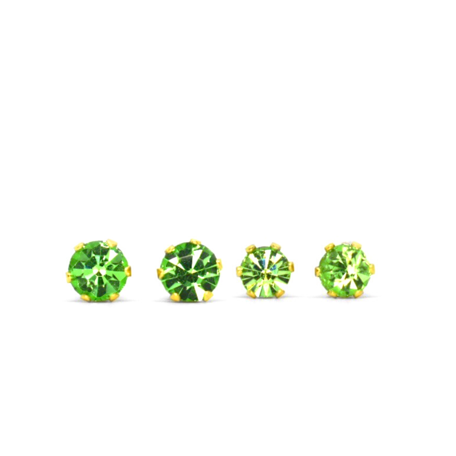 Cubic Zirconia Birthstone Earrings 2 Pairs in Gold - August