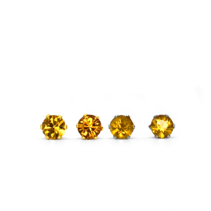 4mm Cubic Zirconia Birthstone Earrings 2 Pairs - November