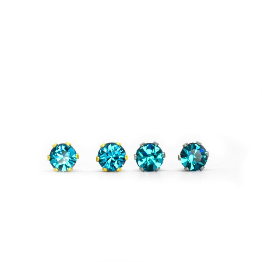 4mm Cubic Zirconia Birthstone Earrings 2 Pairs - December
