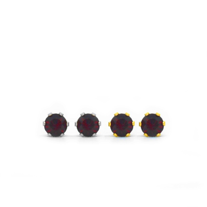 4mm Cubic Zirconia Birthstone Earrings 2 Pairs - January