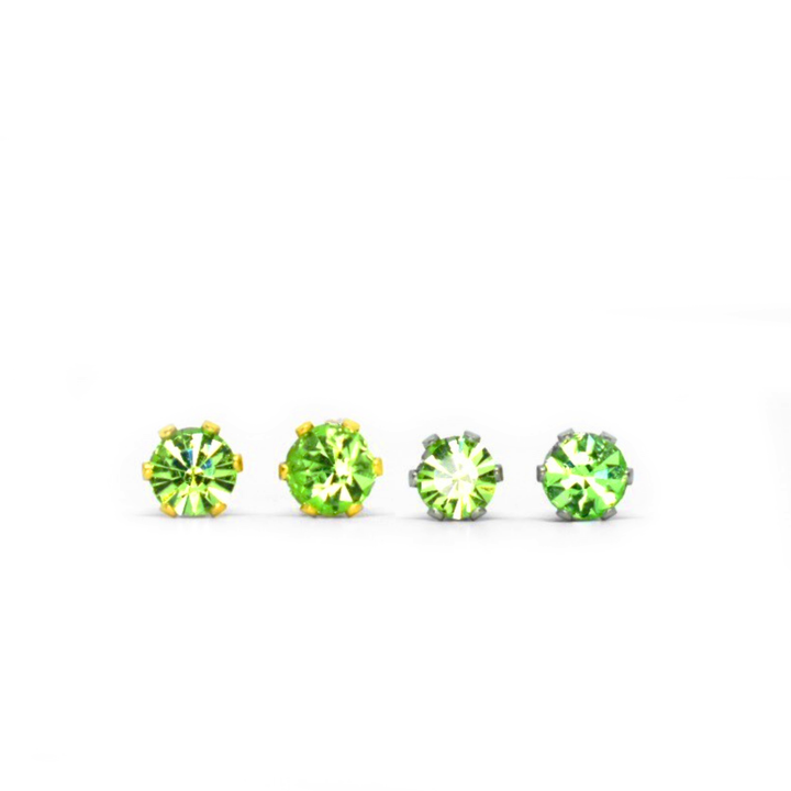 4mm Cubic Zirconia Birthstone Earrings 2 Pairs - August