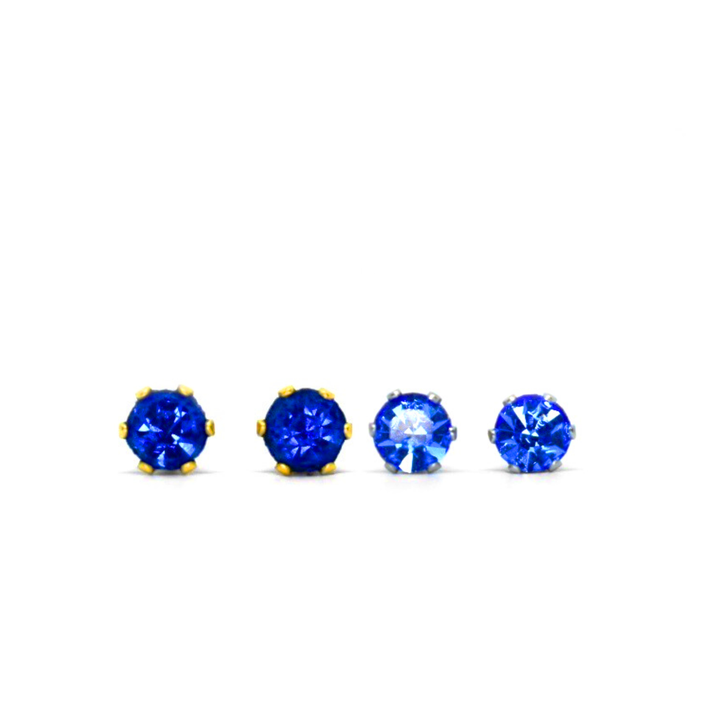 4mm Cubic Zirconia Birthstone Earrings 2 Pairs - September
