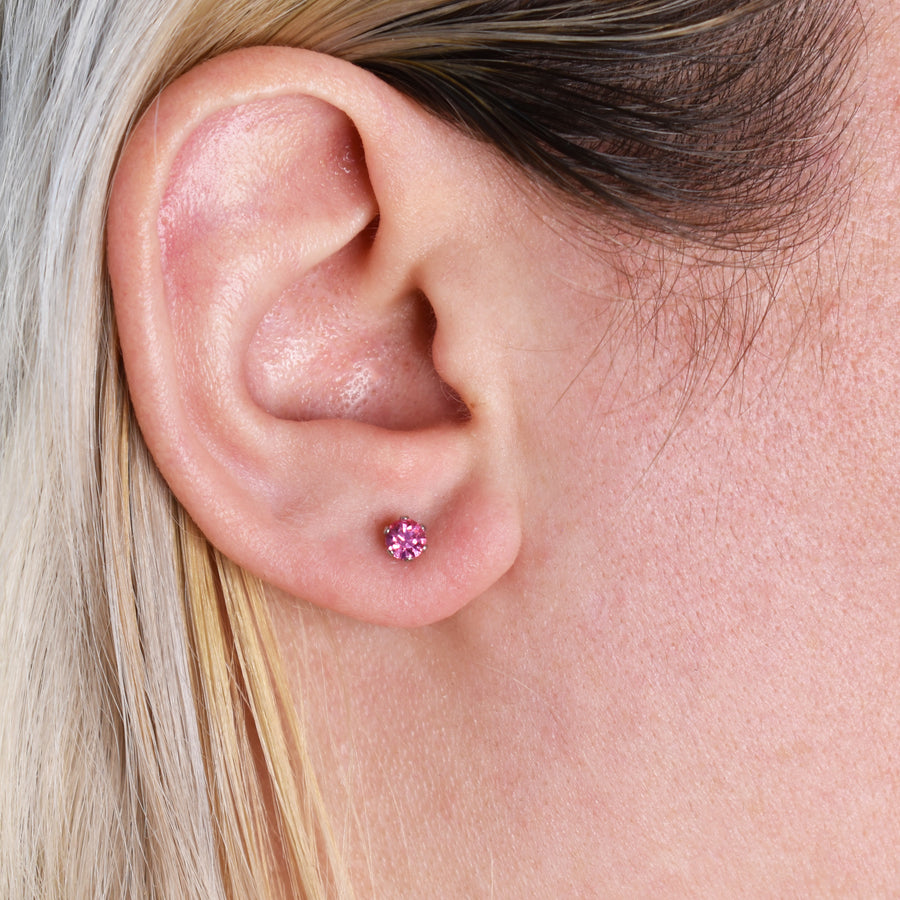 Wholesale | 4mm Cubic Zirconia Birthstone Earrings in Silver | October