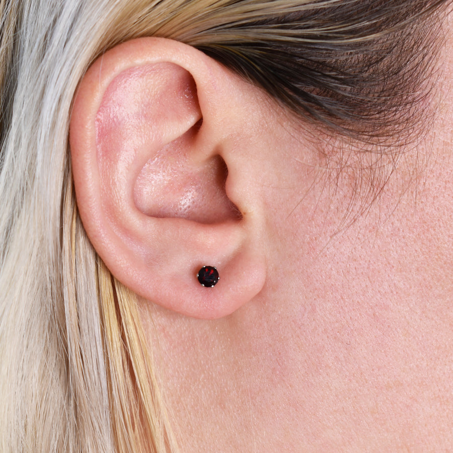 Wholesale | 4mm Cubic Zirconia Birthstone Earrings in Silver | January