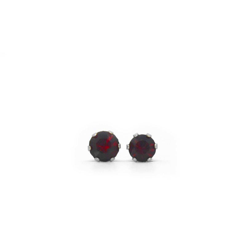 4mm Cubic Zirconia Birthstone Earrings in Silver - January