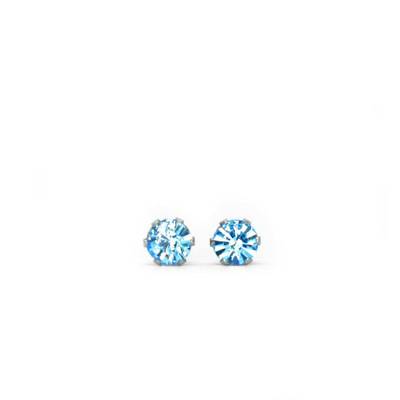 4mm Cubic Zirconia Birthstone Earrings in Silver - March