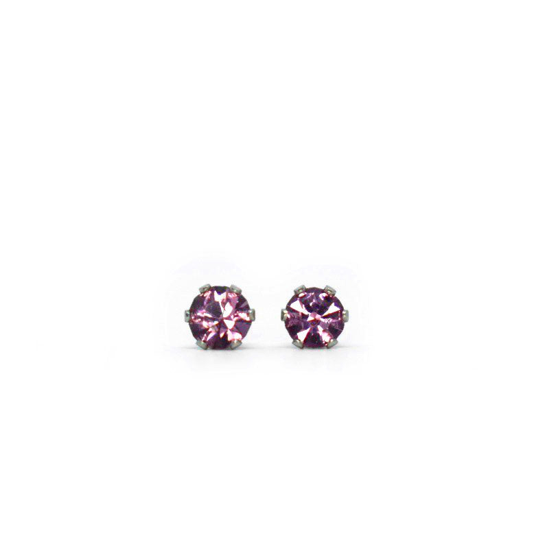 4mm Cubic Zirconia Birthstone Earrings in Silver - June
