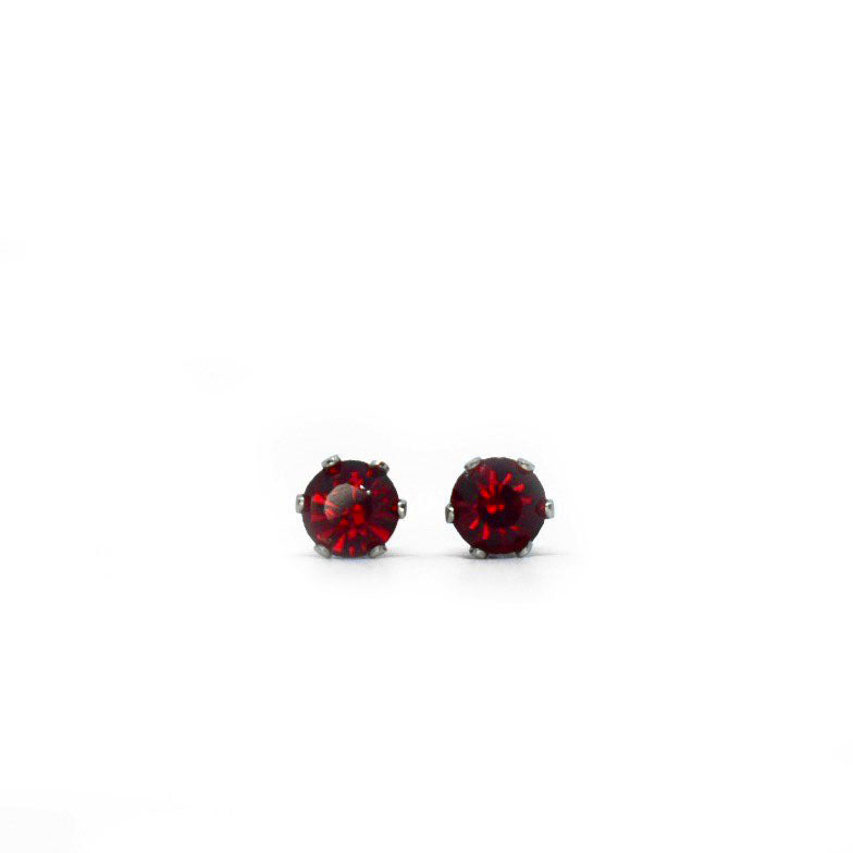 4mm Cubic Zirconia Birthstone Earrings in Silver - July