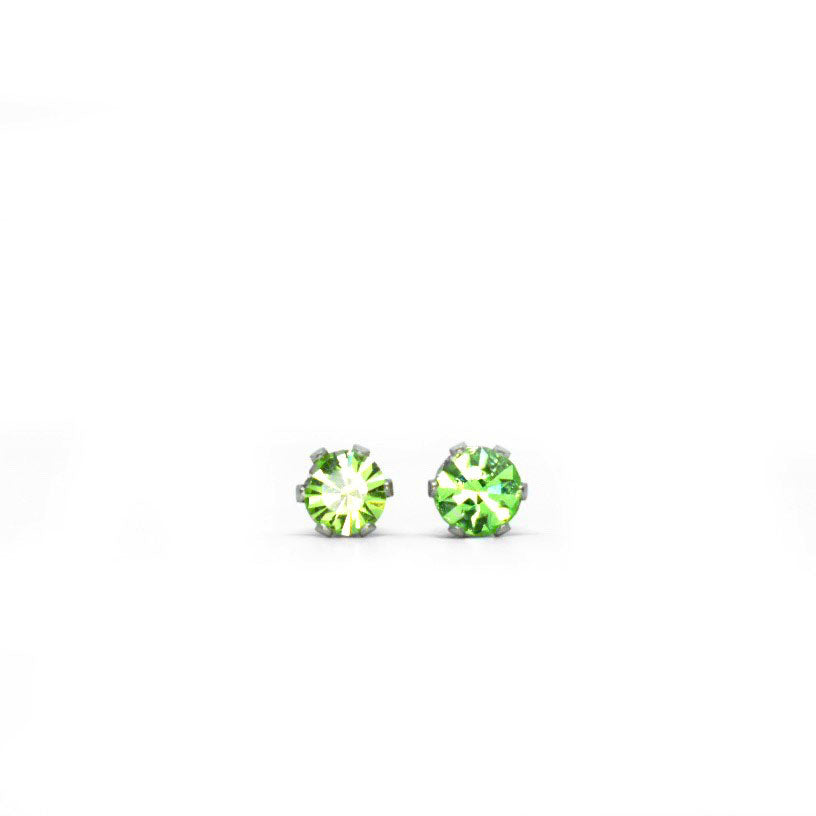 4mm Cubic Zirconia Birthstone Earrings in Silver - August