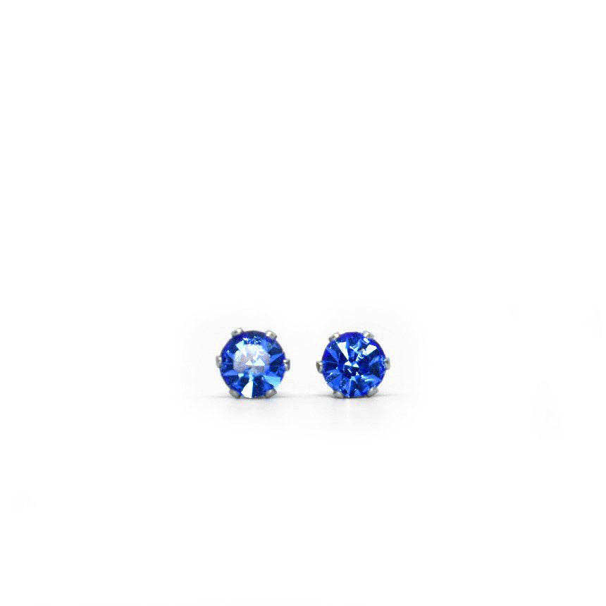 4mm Cubic Zirconia Birthstone Earrings in Silver - September
