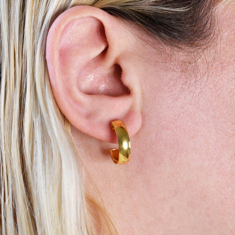Gold 20mm Wedding Band Hoop Earrings
