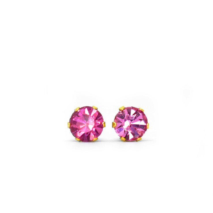 5mm Cubic Zirconia Birthstone Earrings in Gold - October