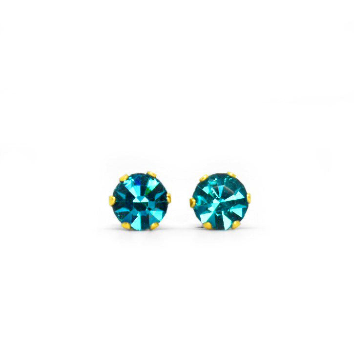 5mm Cubic Zirconia Birthstone Earrings in Gold - December