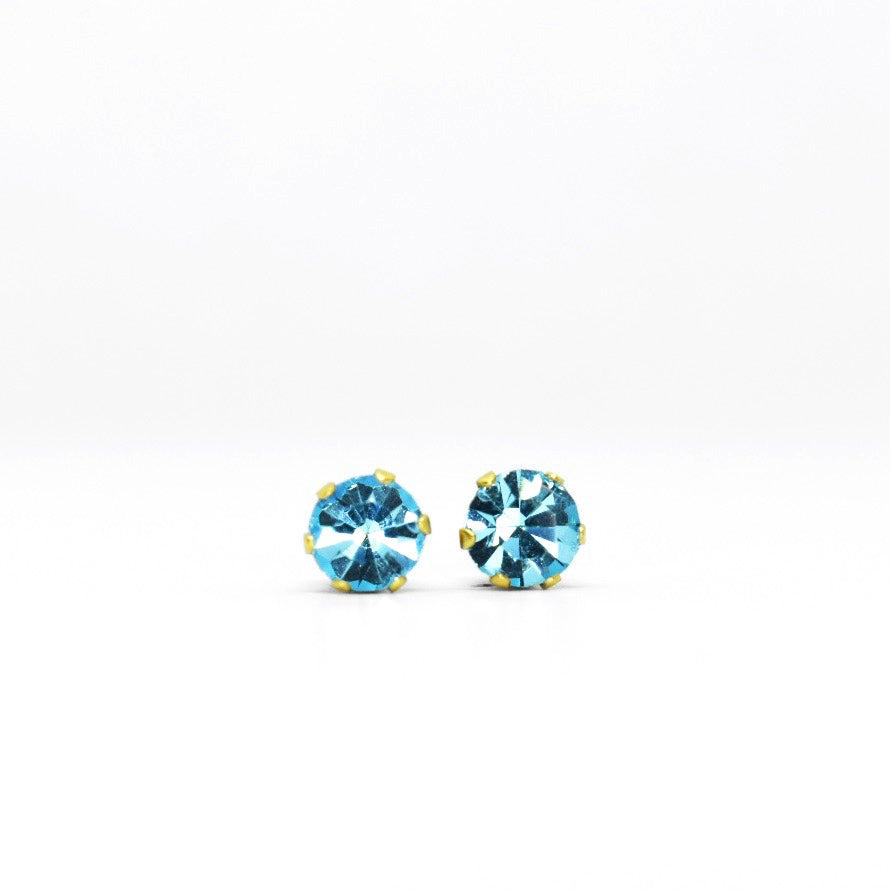 Wholesale | 5mm Cubic Zirconia Birthstone Earrings in Gold | March
