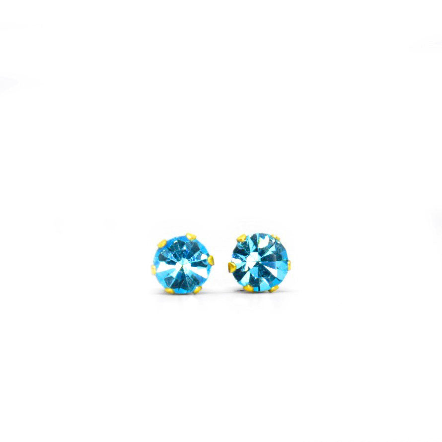 5mm Cubic Zirconia Birthstone Earrings in Gold - March
