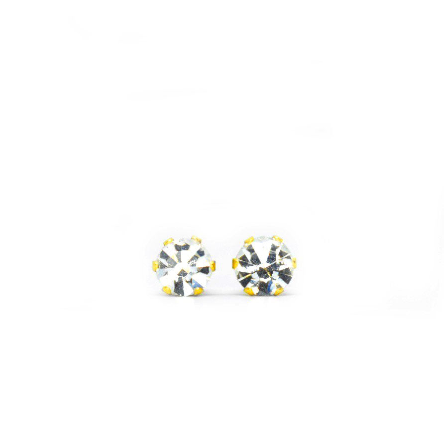 5mm Cubic Zirconia Birthstone Earrings in Gold - April