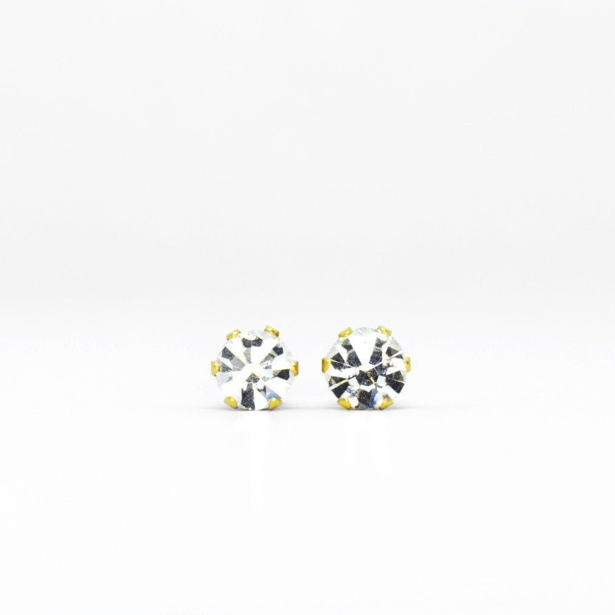Wholesale | 5mm Cubic Zirconia Birthstone Earrings in Gold | April