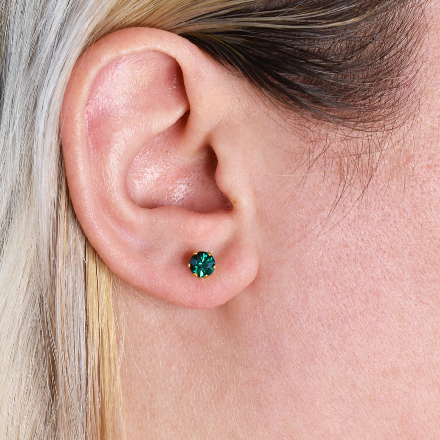 Wholesale | 5mm Cubic Zirconia Birthstone Earrings in Gold | May
