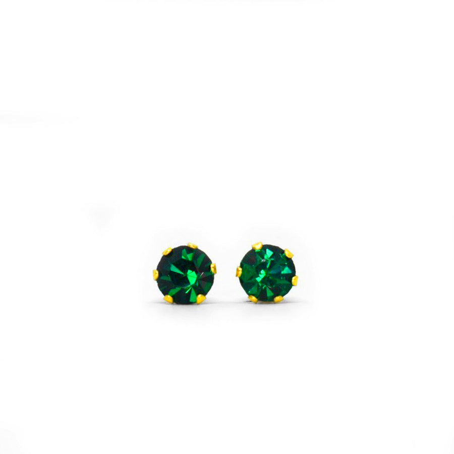 5mm Cubic Zirconia Birthstone Earrings in Gold - May