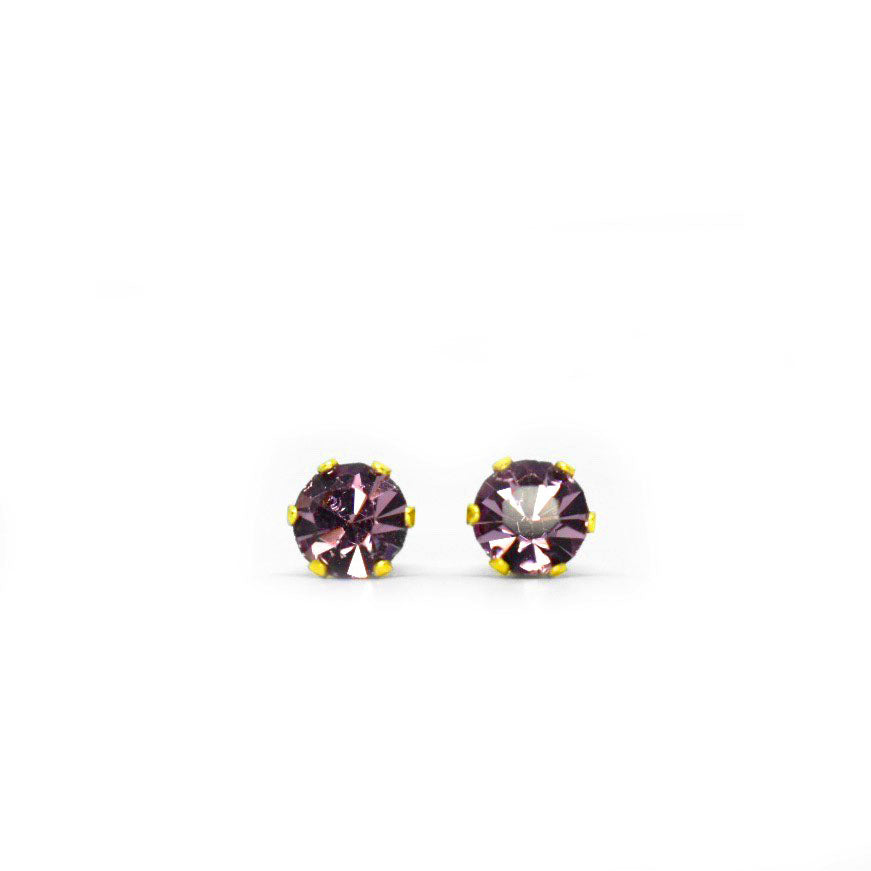 5mm Cubic Zirconia Birthstone Earrings in Gold - June