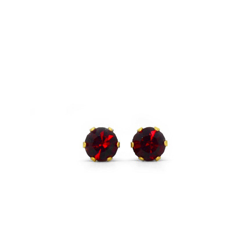 5mm Cubic Zirconia Birthstone Earrings in Gold - July