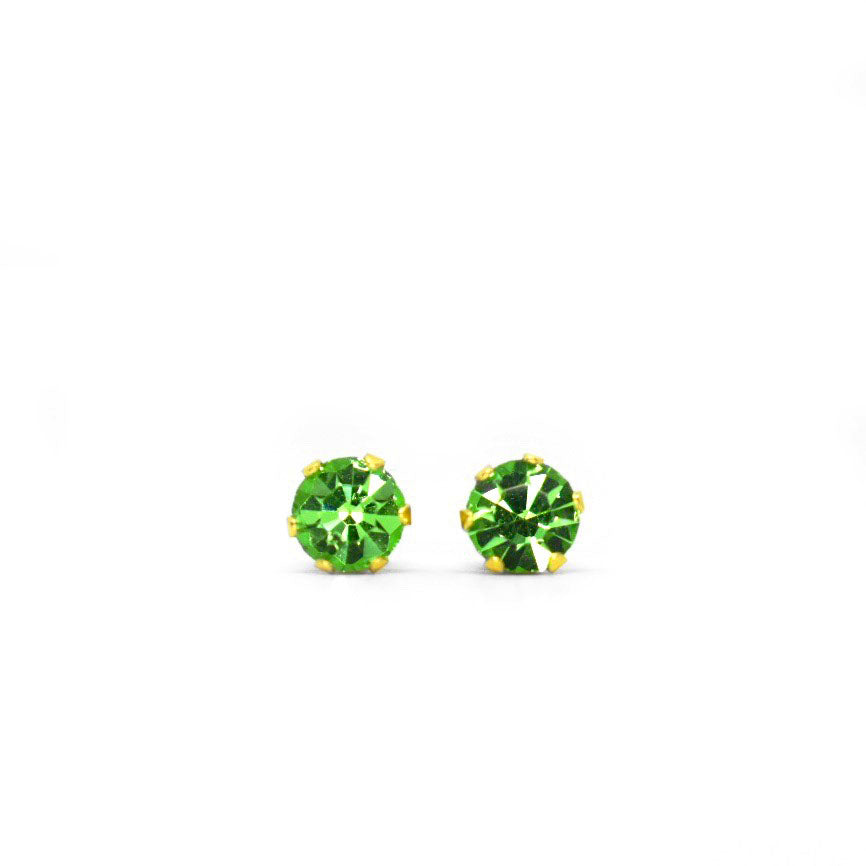 5mm Cubic Zirconia Birthstone Earrings in Gold - August