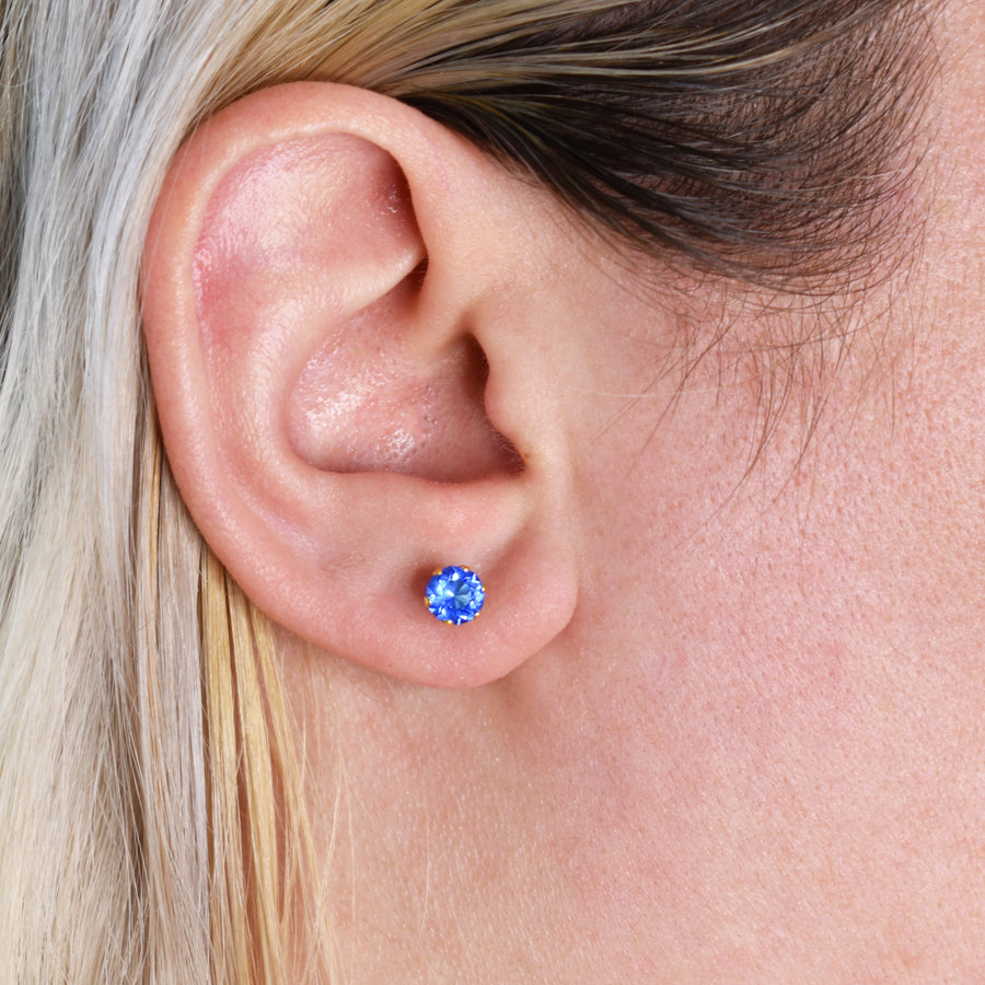 Wholesale | 5mm Cubic Zirconia Birthstone Earrings in Gold | September