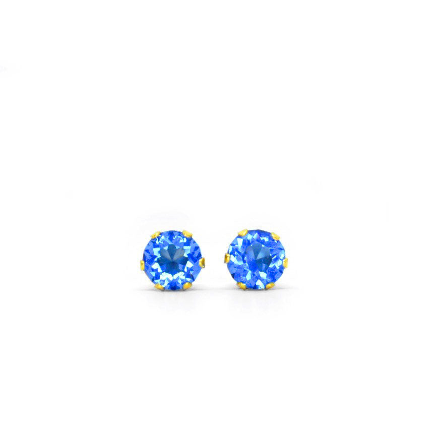 5mm Cubic Zirconia Birthstone Earrings in Gold - September