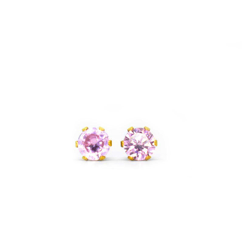 5mm Pink Cubic Zirconia Earrings in Gold