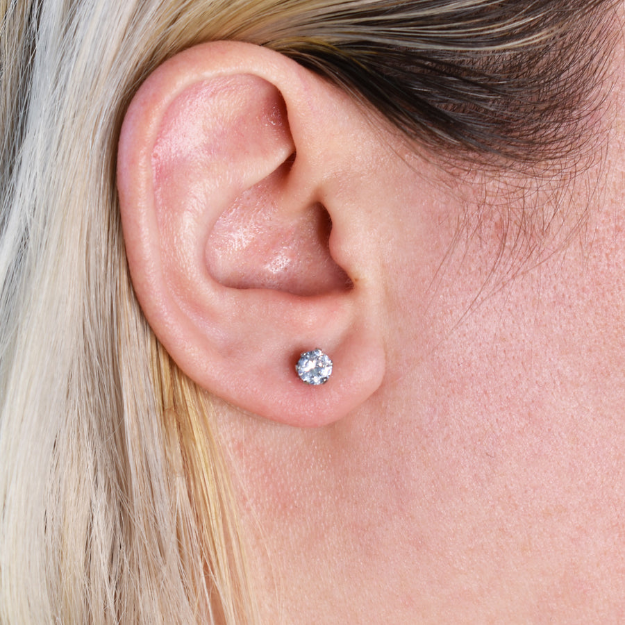 Wholesale | 5mm Clear Cubic Zirconia Earrings in Silver