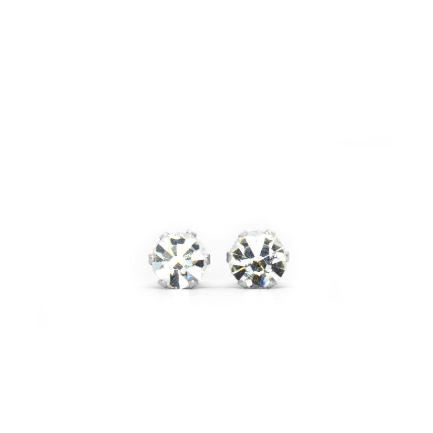 5mm Clear Cubic Zirconia Earrings in Silver