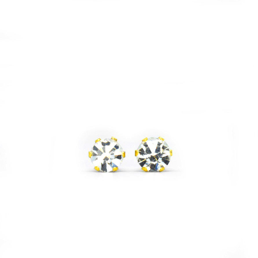5mm Clear Cubic Zirconia Earrings in Gold