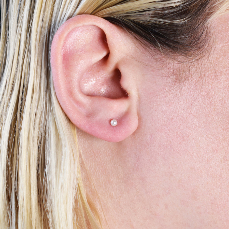 Wholesale | 3mm Round Faux Pearl Earrings with Silver Posts