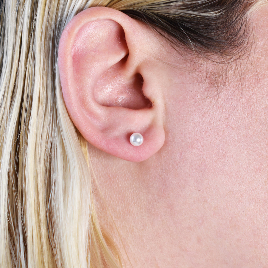 5mm Medium Faux Pearl Earrings with Silver Posts