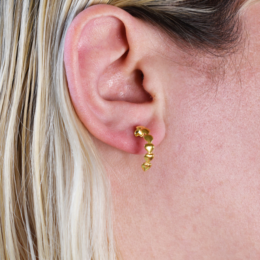 Gold Tiny Heart Hoop Earrings