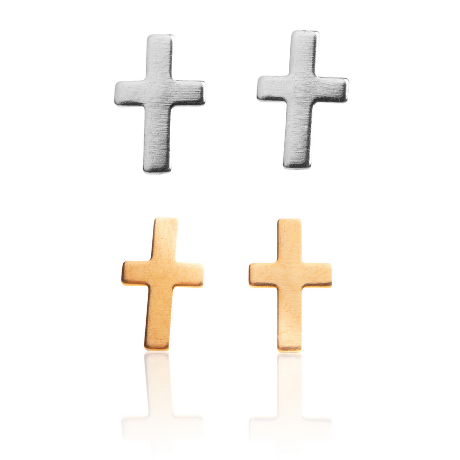 Cross Stud Earrings 2 Pairs