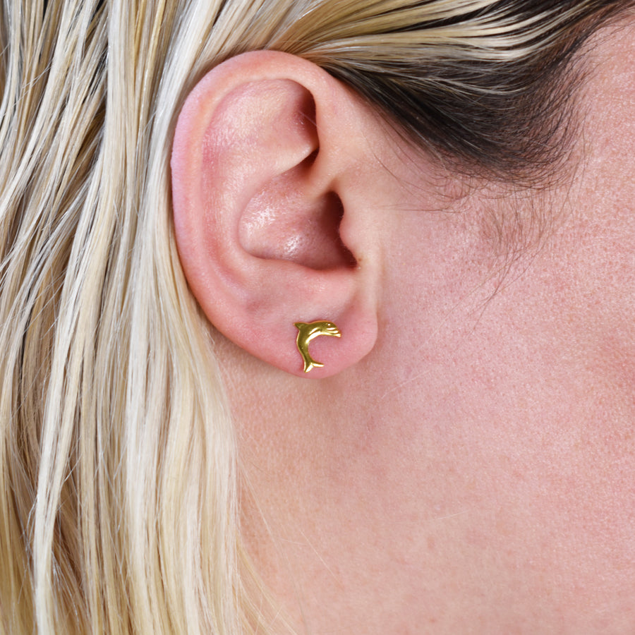 Wholesale | Gold Dolphin Stud Earrings
