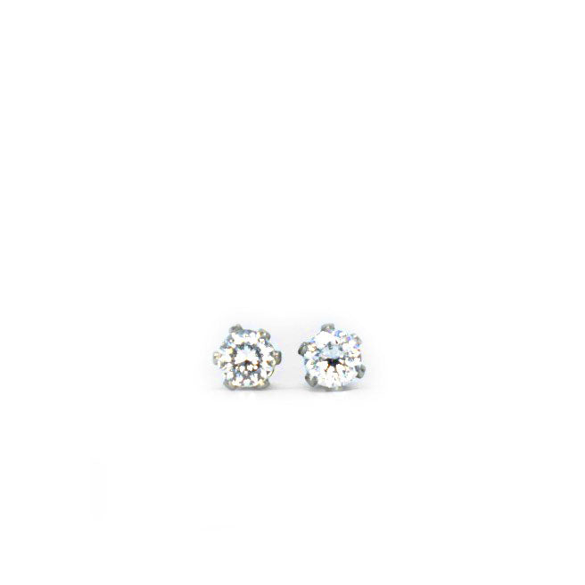 3mm Clear Cubic Zirconia Earrings in Silver