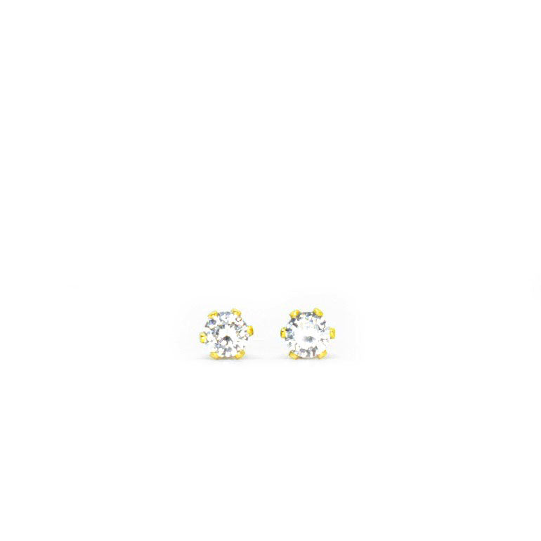 3mm Clear Cubic Zirconia Earrings in Gold