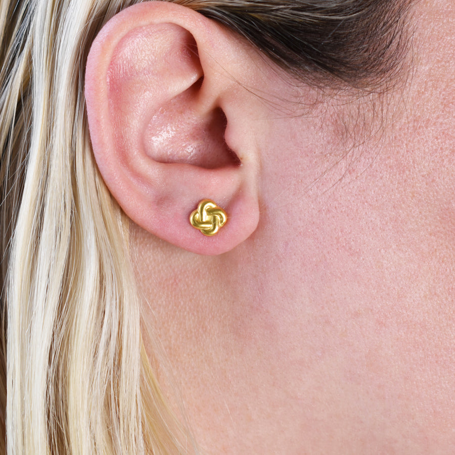 Gold Celtic Love Knot Stud Earrings