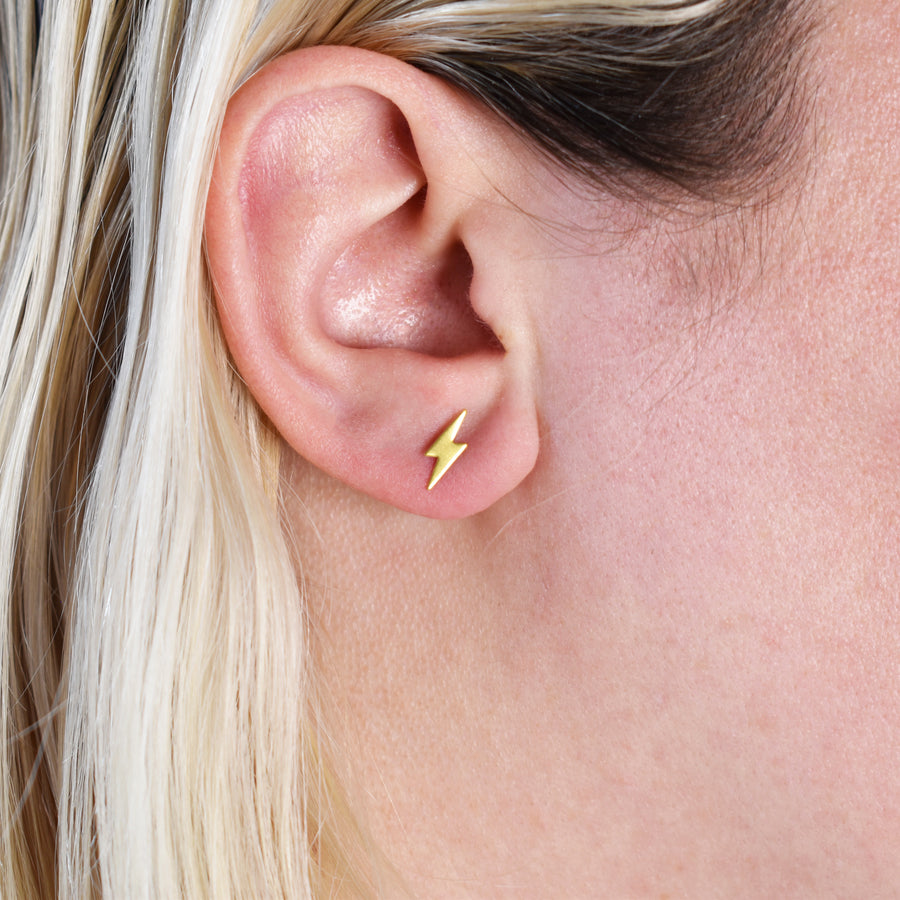 Wholesale | Gold Lightning Bolt Stud Earrings