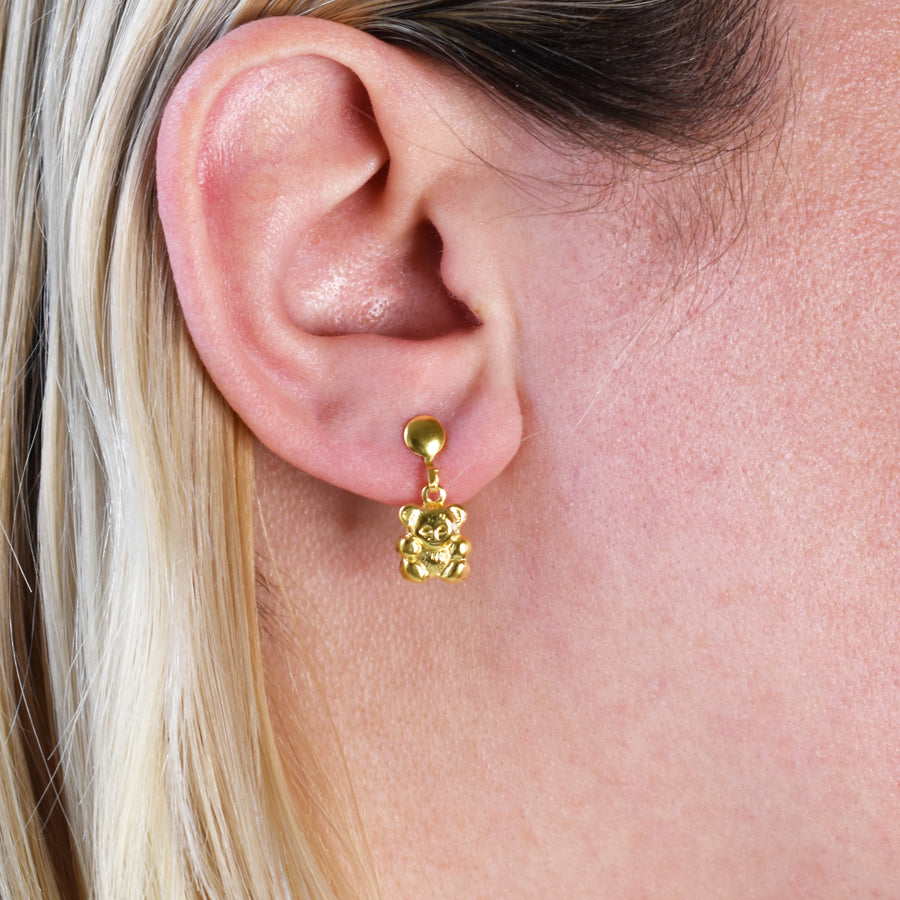Wholesale | Gold Teddy Bear Drop Earrings