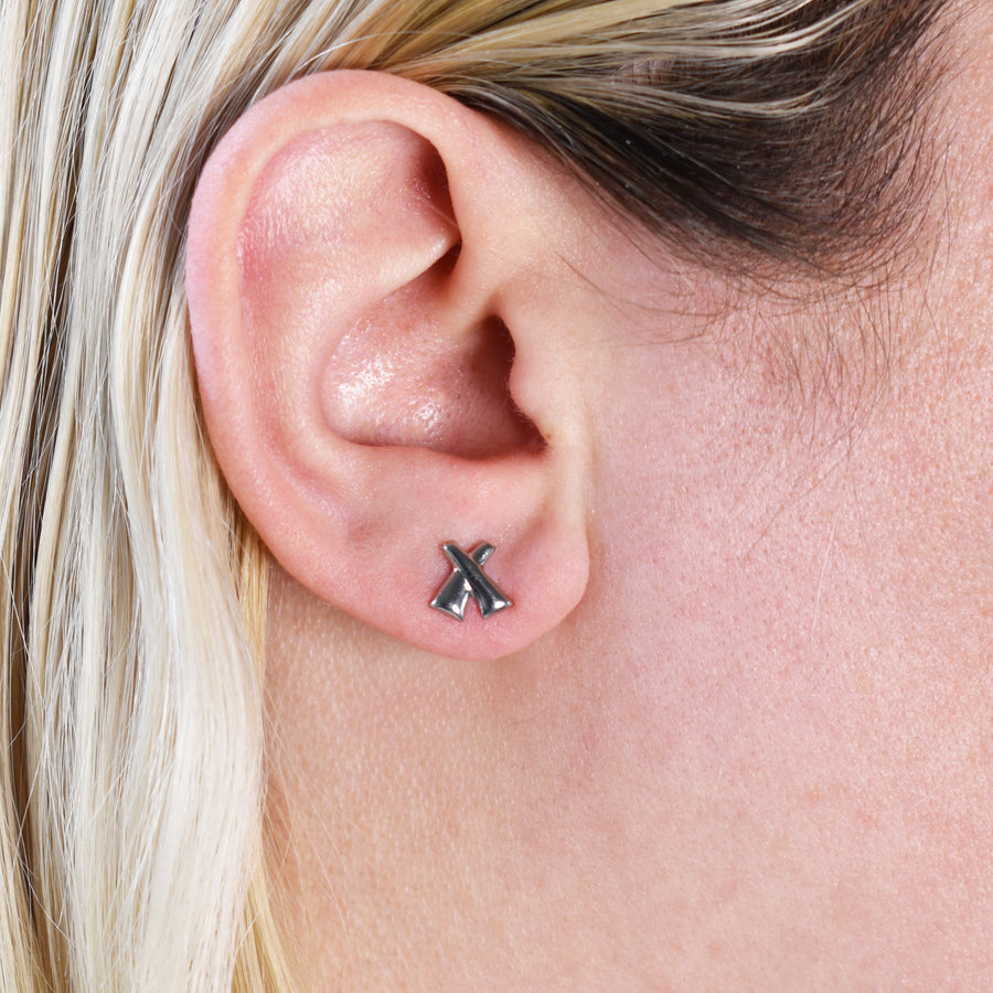 Silver X Stud Earrings