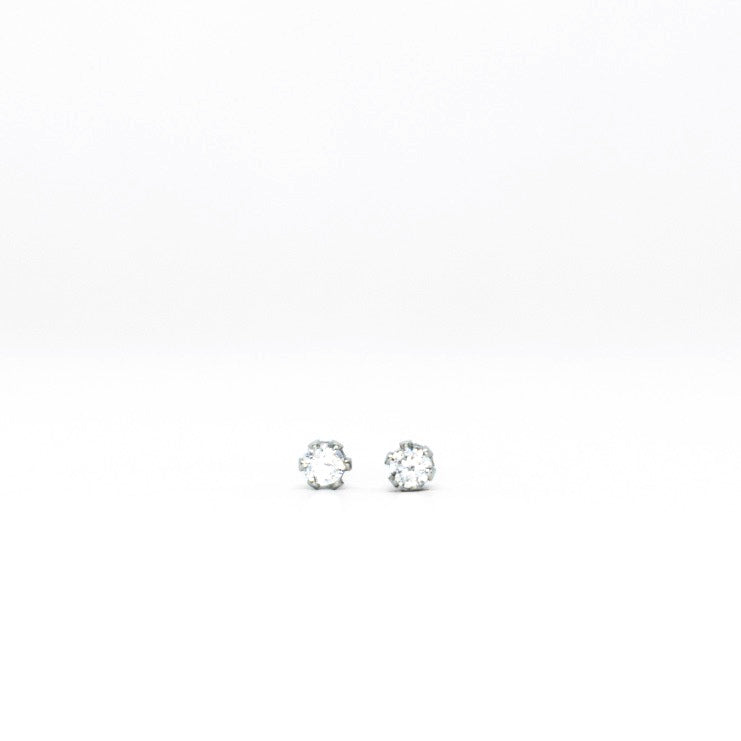 2mm Clear Cubic Zirconia Earrings in Silver